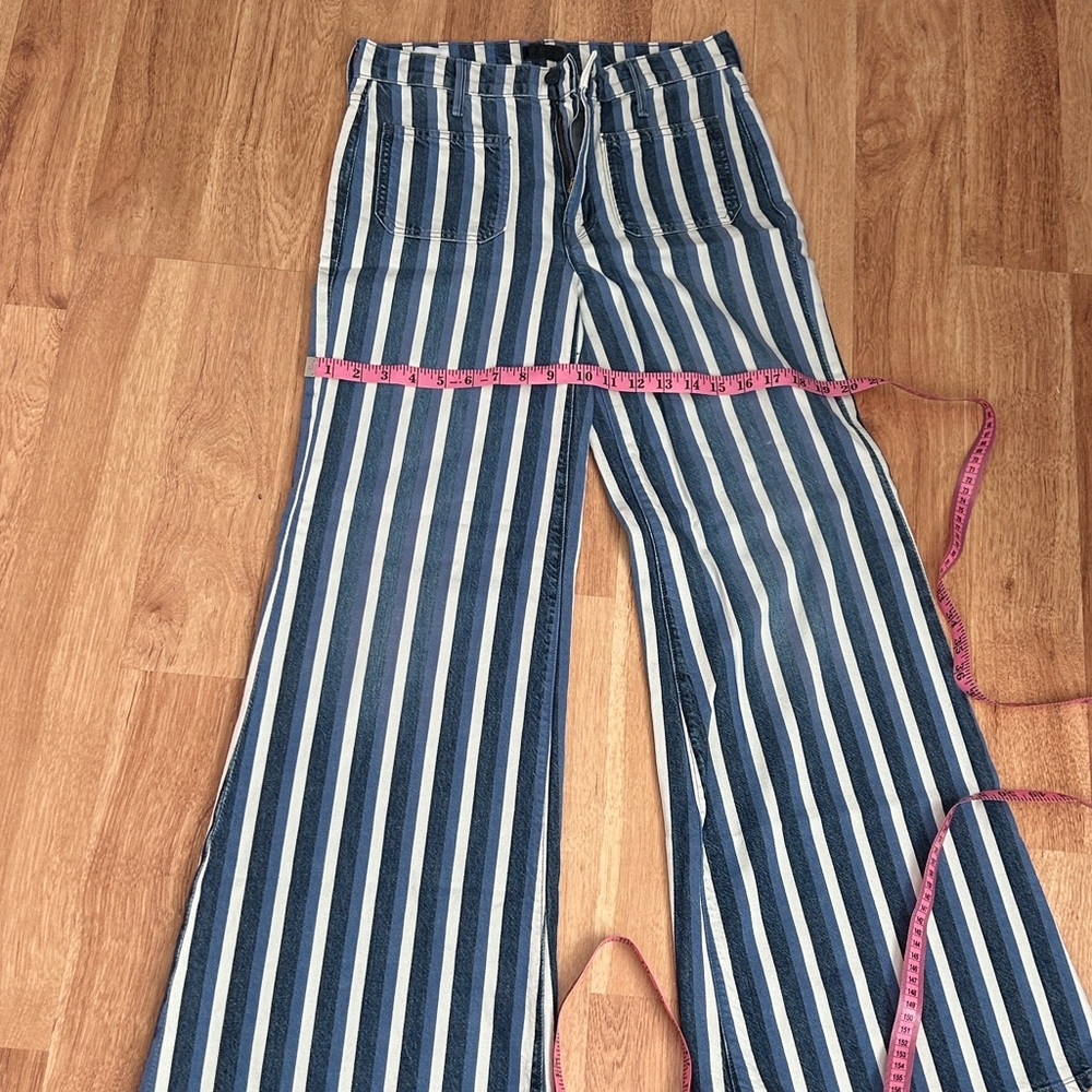MOTHER Denim Patch Pocket Twister Sneak Blue and White Striped HighRise Jeans 26 - Picture 8 of 14